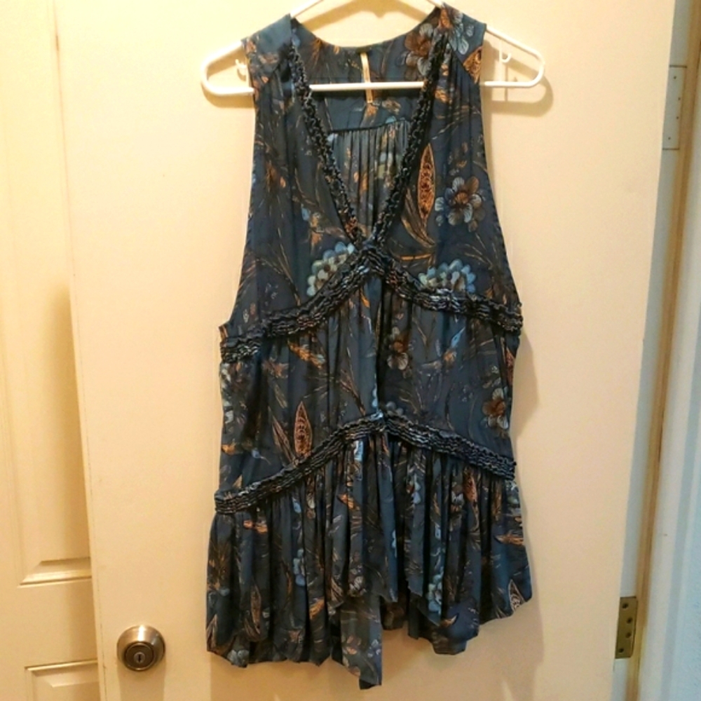 Free People Blue Floral Blouse
